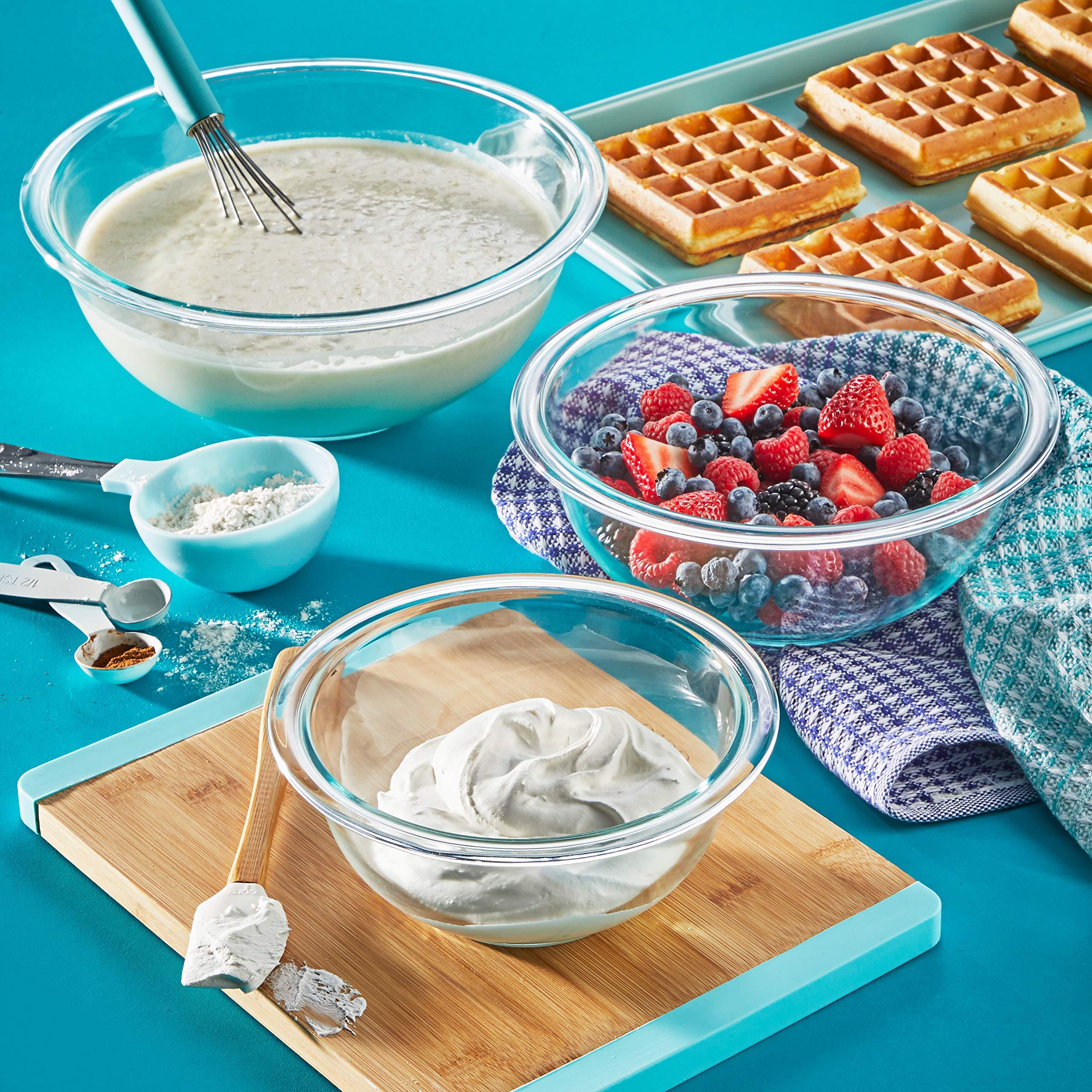 Pyrex Essentials (3-Piece) Glass Mixing Bowls Set For Prepping, Baking and Cooking, Preheated Oven, Dishwasher, Freezer, and Microwave Safe - Image 5