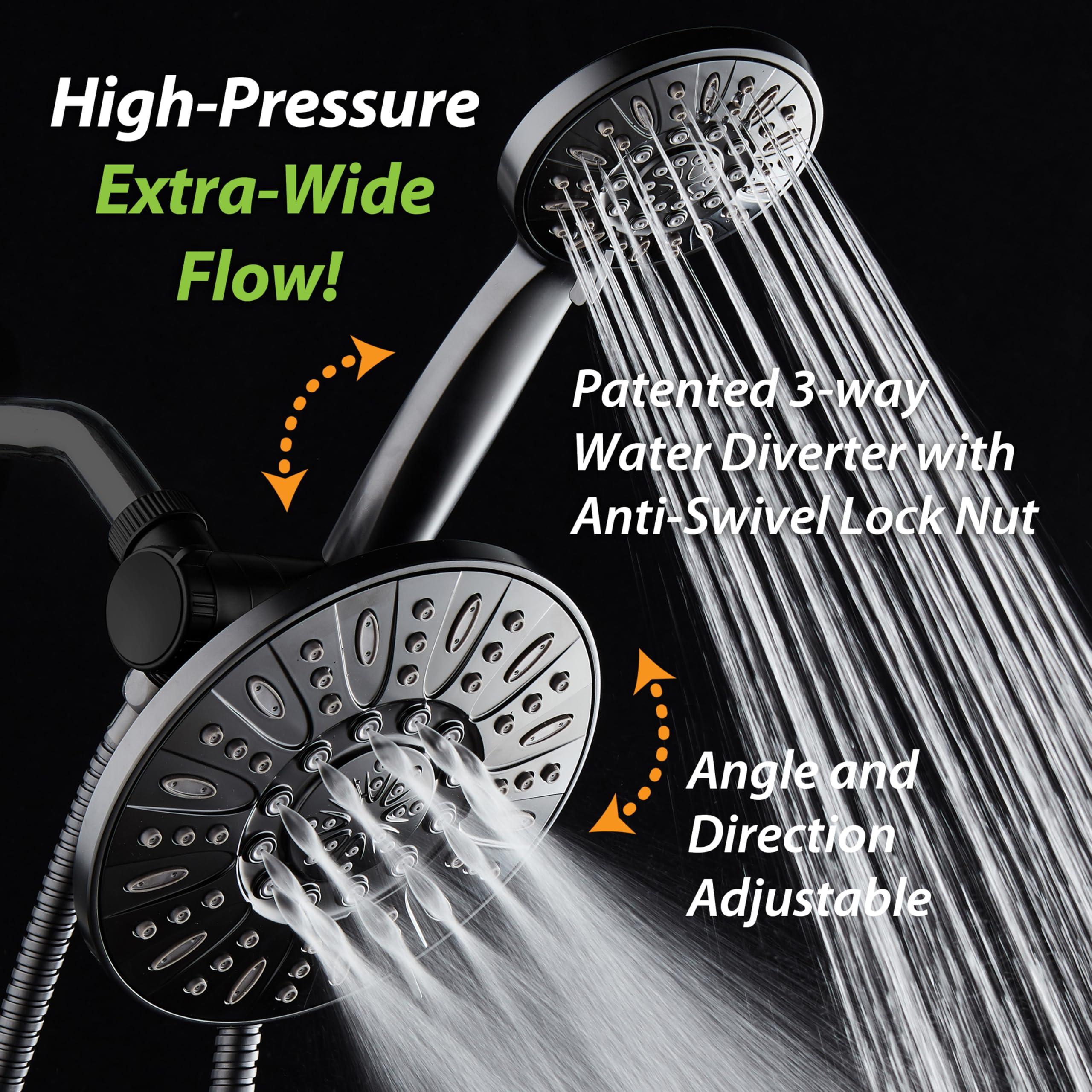 AquaDance 7" Premium High Pressure 3-Way Rainfall Combo for The Best of Both Worlds - Enjoy Luxurious Rain Showerhead and 6-Setting Hand Held Shower Separately or Together - Matte Black Finish - Image 4