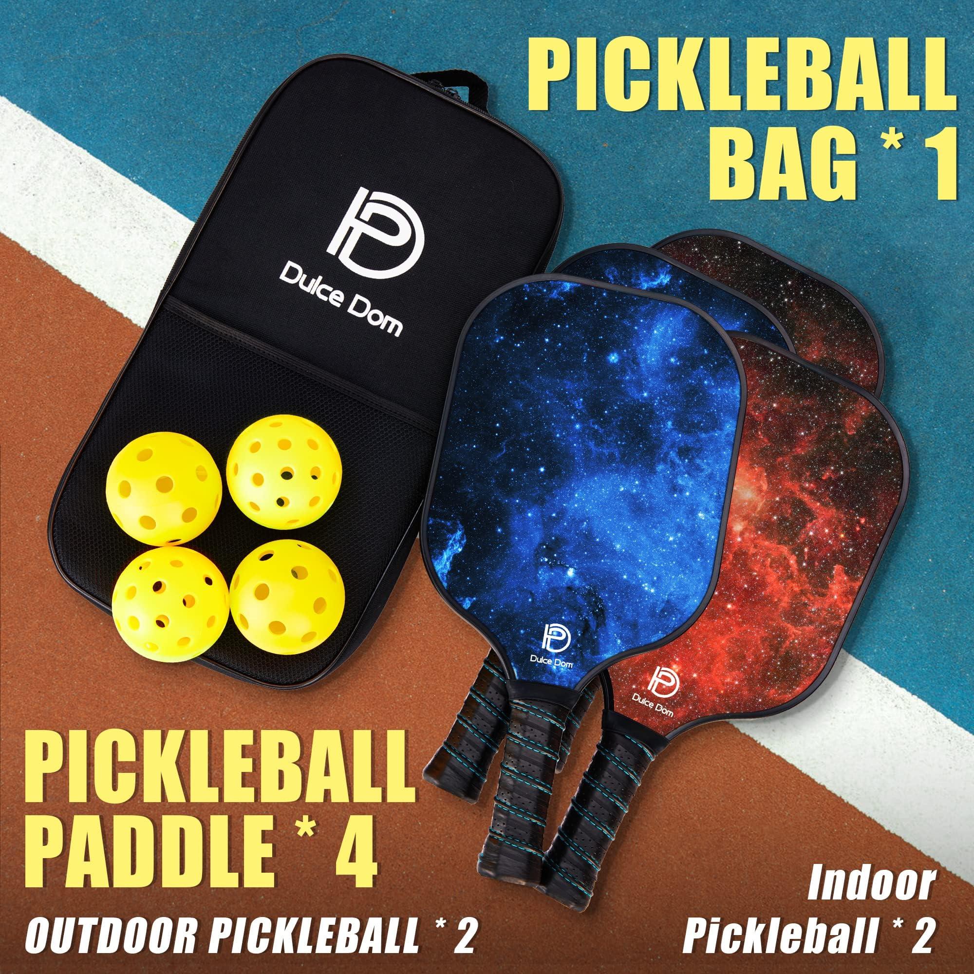 DULCE DOM Pickleball Paddles Set of 2/4 - USAPA Approved, Fiberglass Surface Pickleball Racket with 4 Indoor Outdoor Pickleball Balls and Pickleball Bag, Ideal Training Equipment Gift for Men & Women - Image 6