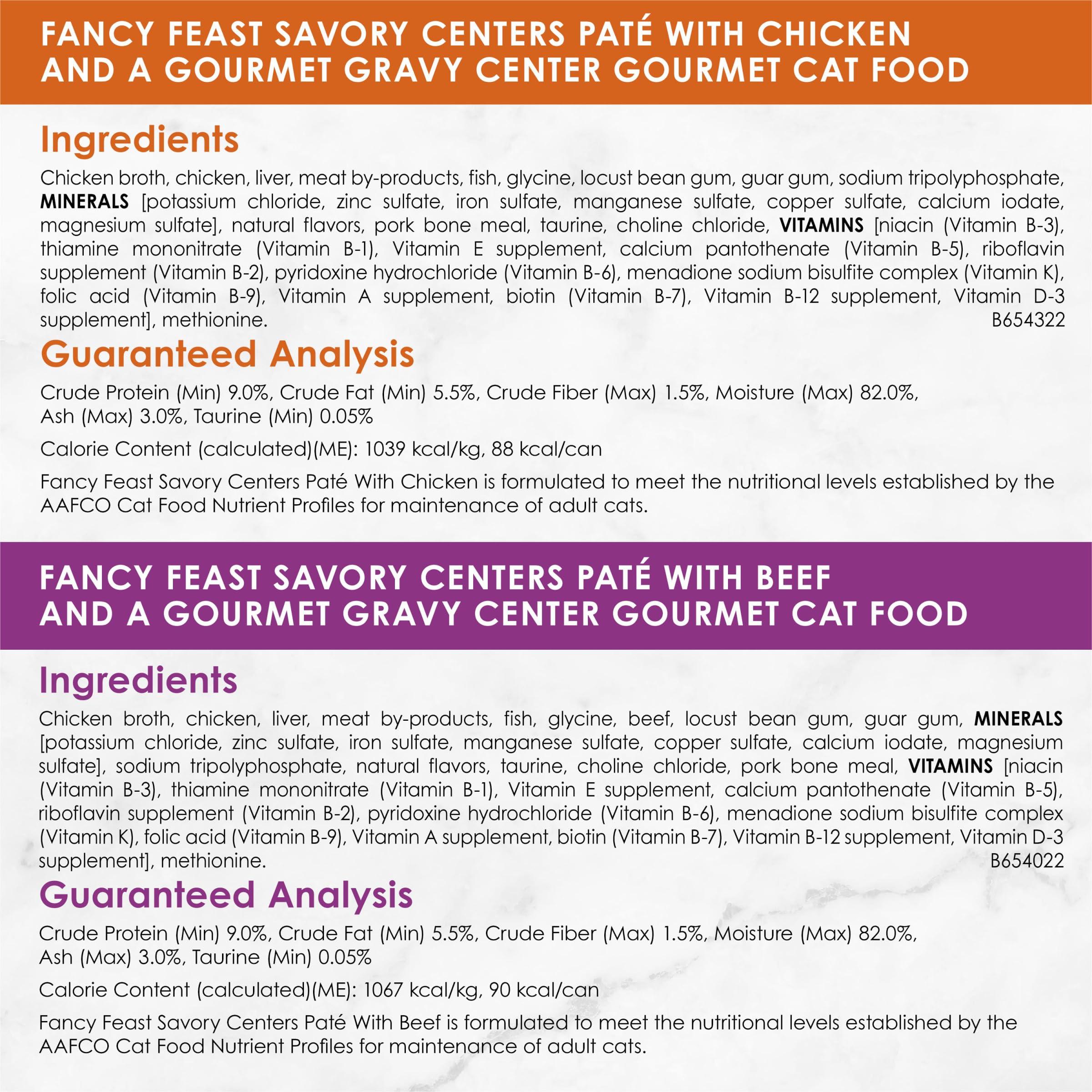 Purina Fancy Feast Pate Wet Cat Food Variety Pack, Savory Centers Pate With a Gravy Center - (2 Packs of 12) 3 oz. Pull-Top Cans - Image 6