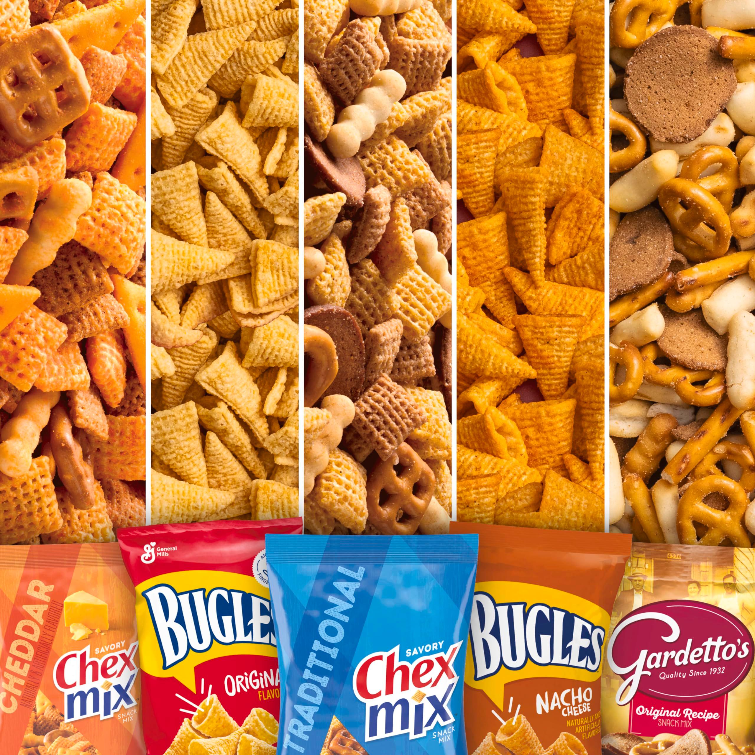 Classic Mix Snack Variety Pack, Bugles Original and Nacho Cheese, Gardetto's Original Recipe, Chex Mix Traditional and Cheddar, 20 Ct, 28 oz - Image 4
