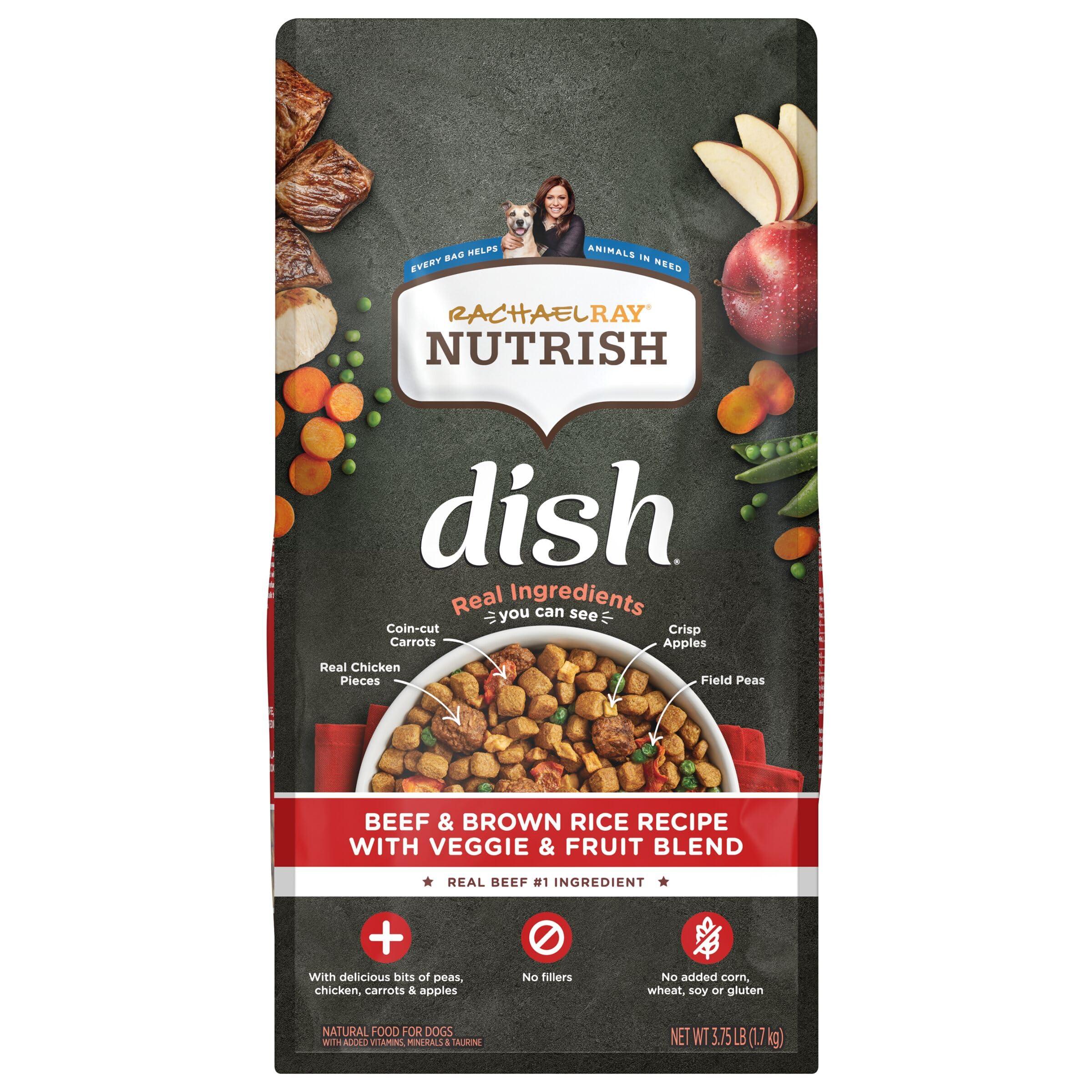 Rachael Ray Nutrish Dish Premium Natural Dry Dog Food, Beef & Brown Rice Recipe with Veggies, Fruit & Chicken, 3.75 Pounds