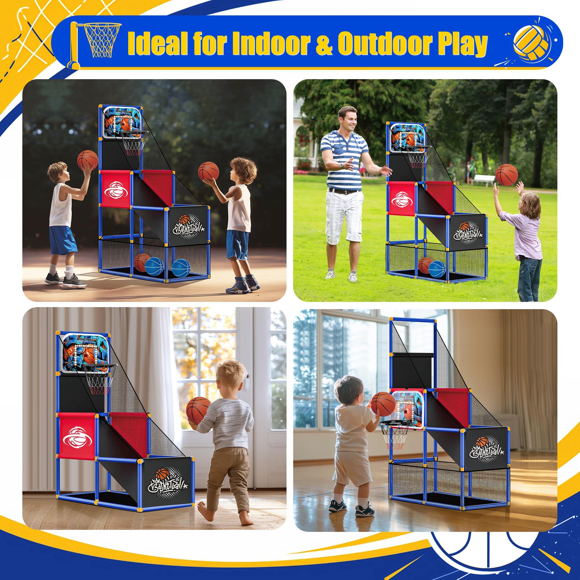 Kids Arcade Basketball Hoop with 4 Balls , Indoor Outdoor Single Shot Basketball Game for Toddler,Carnival Games Sport Toys Gifts for Boys Girls Ages 3-8 Years Old,Ideal for Competition,Pump Included - Image 4