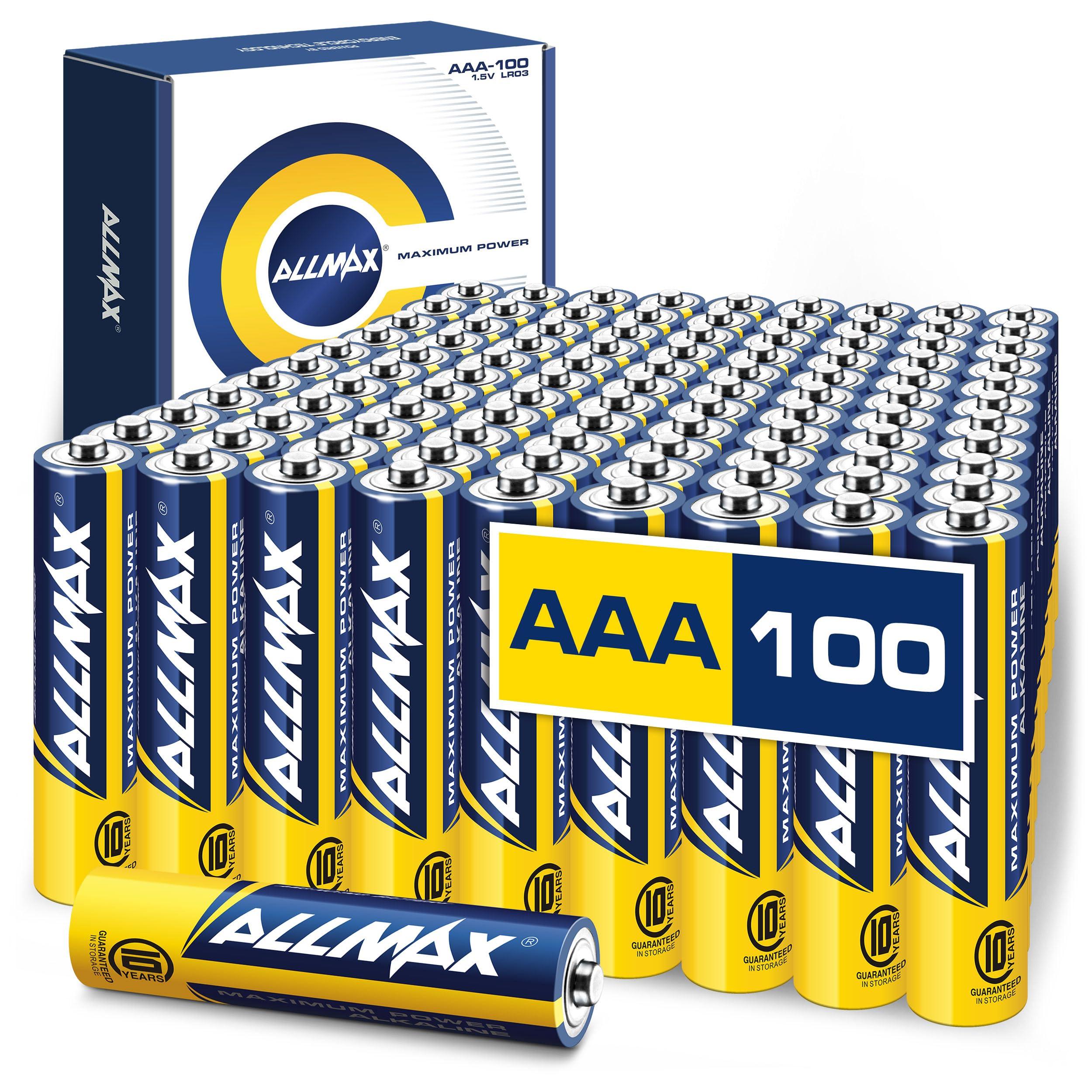 Allmax AAA Maximum Power Alkaline Triple A Batteries (100 Count) – Ultra Long-Lasting, Leakproof Design, 10-Year Shelf Life, Maximum Performance (1.5V)