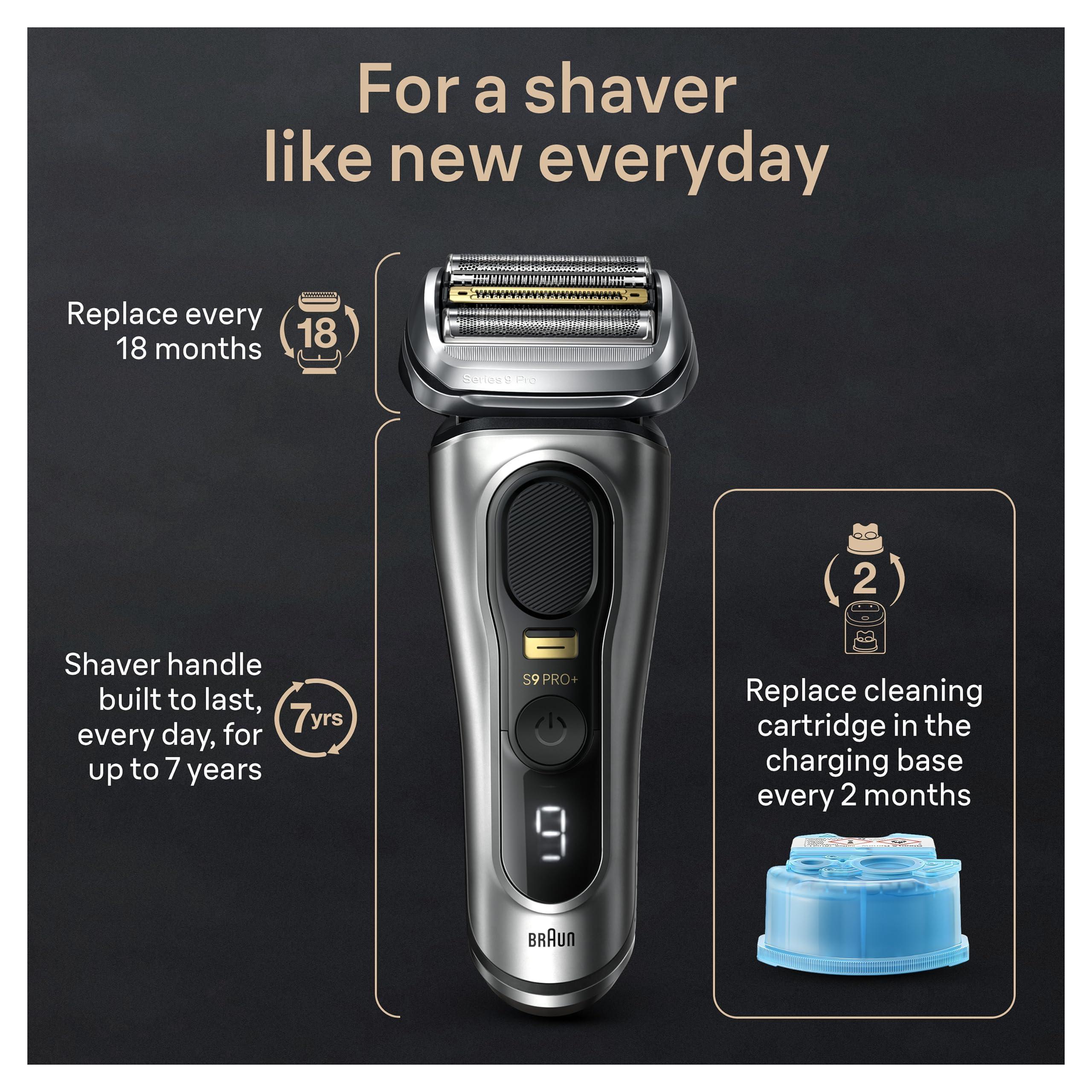 Braun Series 9 PRO+ Electric Razor for Men, 5 Pro Shave Elements & Precision Long Hair Trimmer, 6in1 SmartCare Center, Wet & Dry Electric Razor for Smooth Skin with 60min Battery Runtime, 9567cc - Image 7