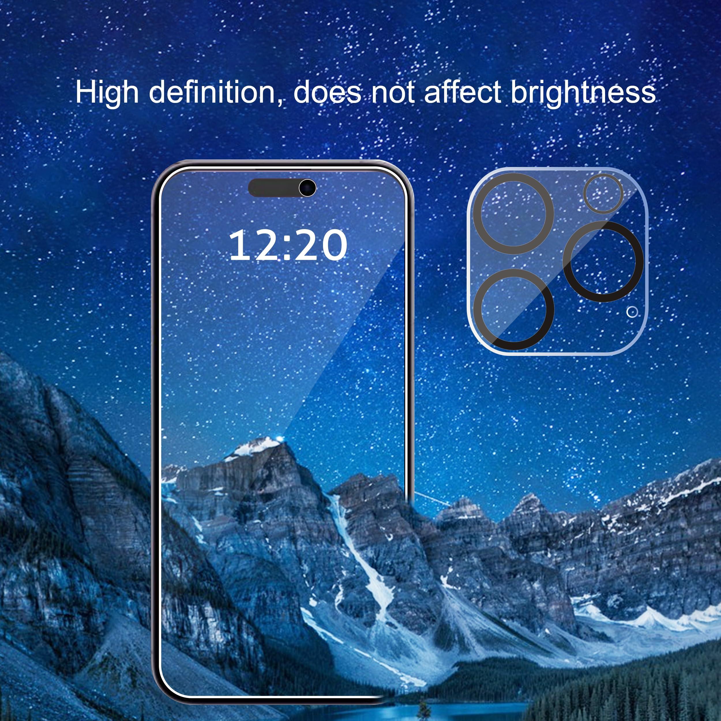 Ailun 3 Pack Privacy Screen Protector for iPhone 16 Pro Max [6.9 inch]+ 3 Pack Camera Lens Protector,Dynamic Island Compatible,Anti Spy Tempered Glass[9H Hardness]-HD - Image 3