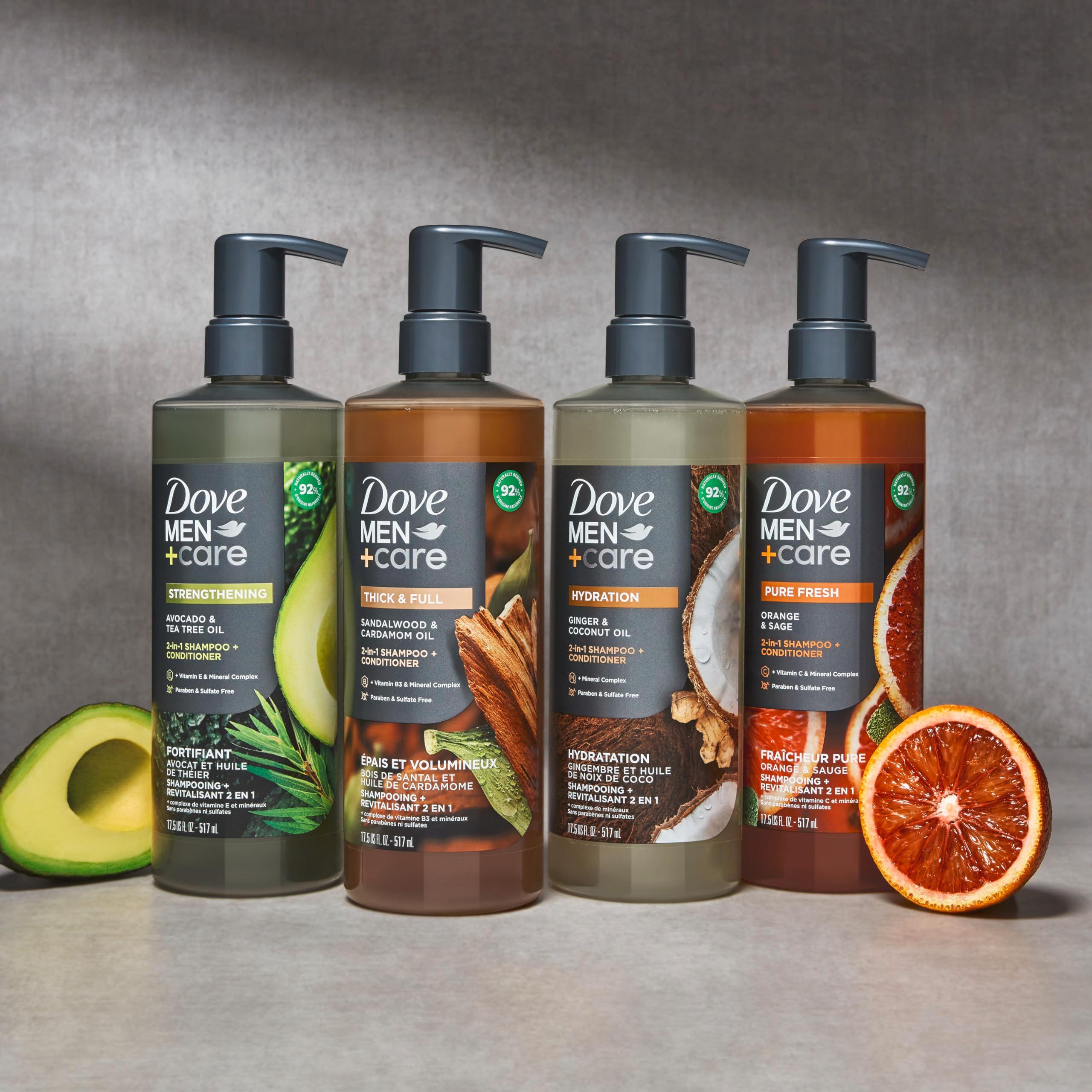 Dove Men+Care 2-in-1 Shampoo + Conditioner Sandalwood & Cardamom Oil for Thick & Full Hair, + Vitamin B3 & Mineral Complex, 17.5 oz - Image 6