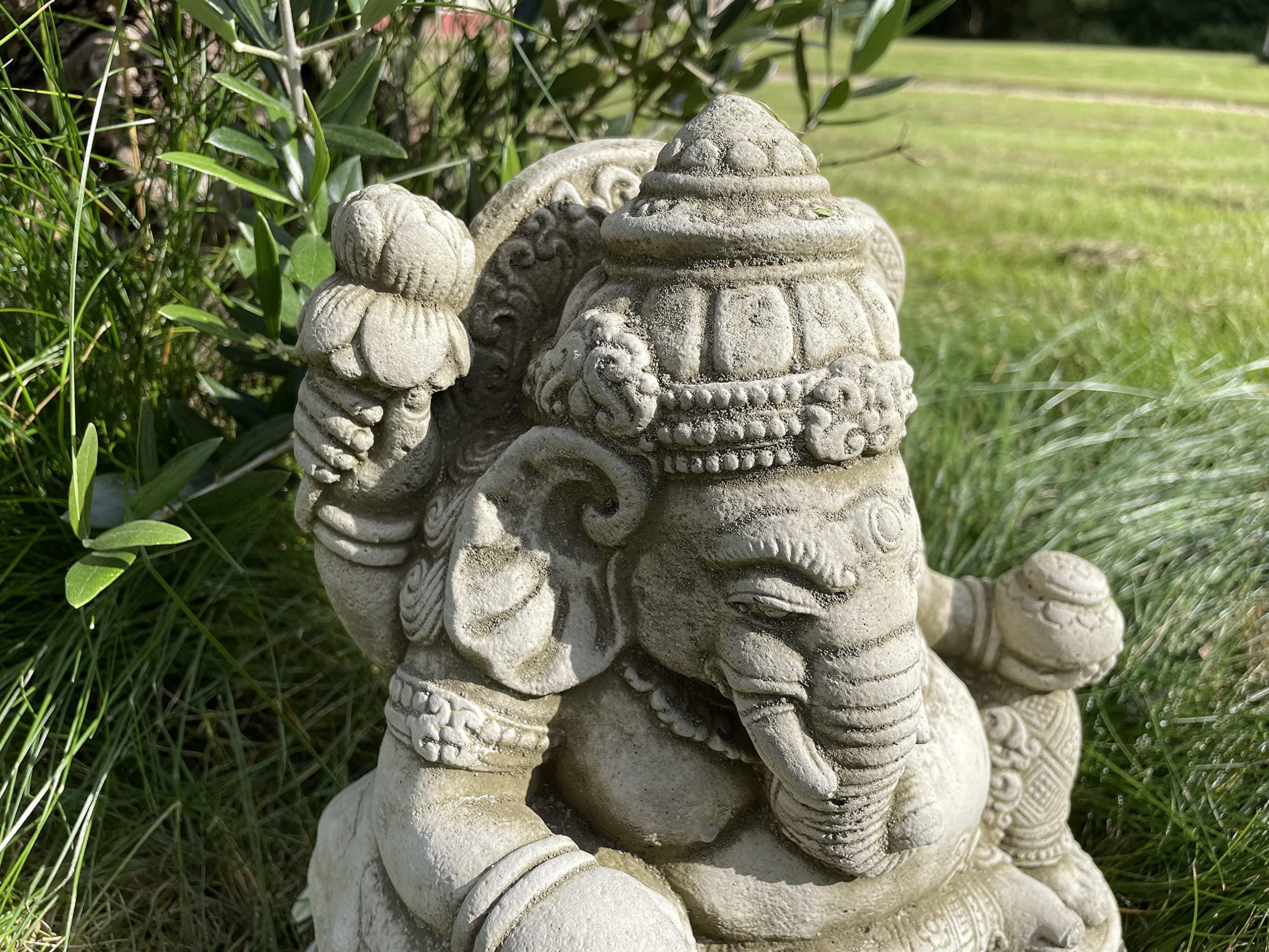 Reconstituted Stone Reclining Ganesh Statue | Vintage Oriental Garden Ornament - Image 4