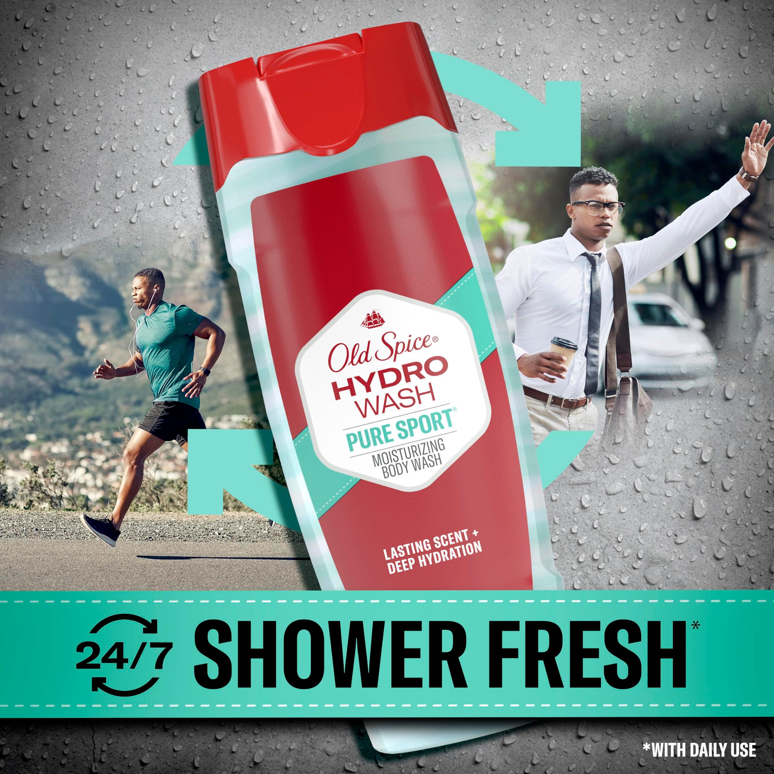 Old Spice Moisturizing Body Wash for Men, Hydro Wash, 2-in-1 Long Lasting Scent & Deep Hydration, 24/7 Shower Fresh, Pure Sport Scent, 16 oz - Image 4