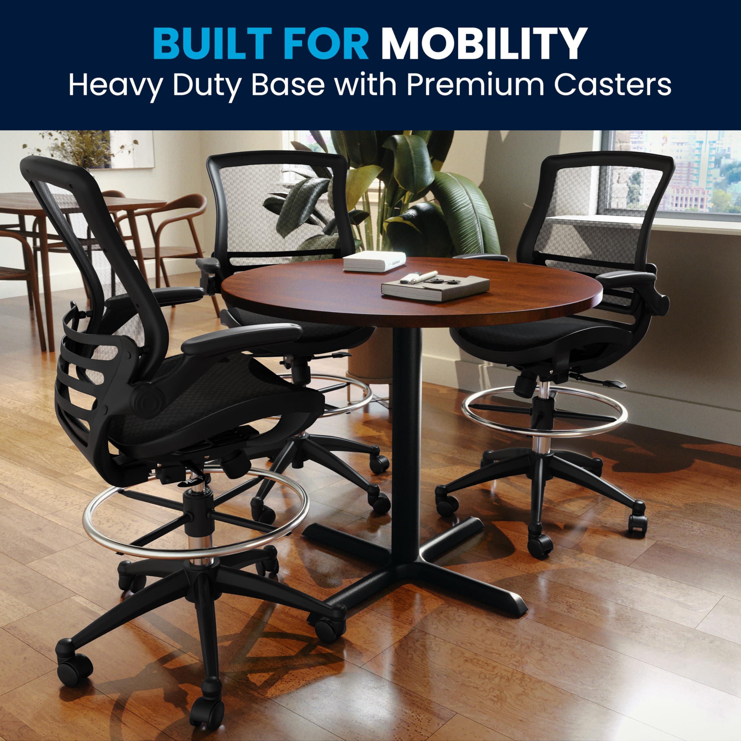 Flash Furniture Waylon Mid-Back Swivel Office Chair with Adjustable Foot Ring and Seat Height, Ergonomic Executive Chair with Armrests, Black - Image 6