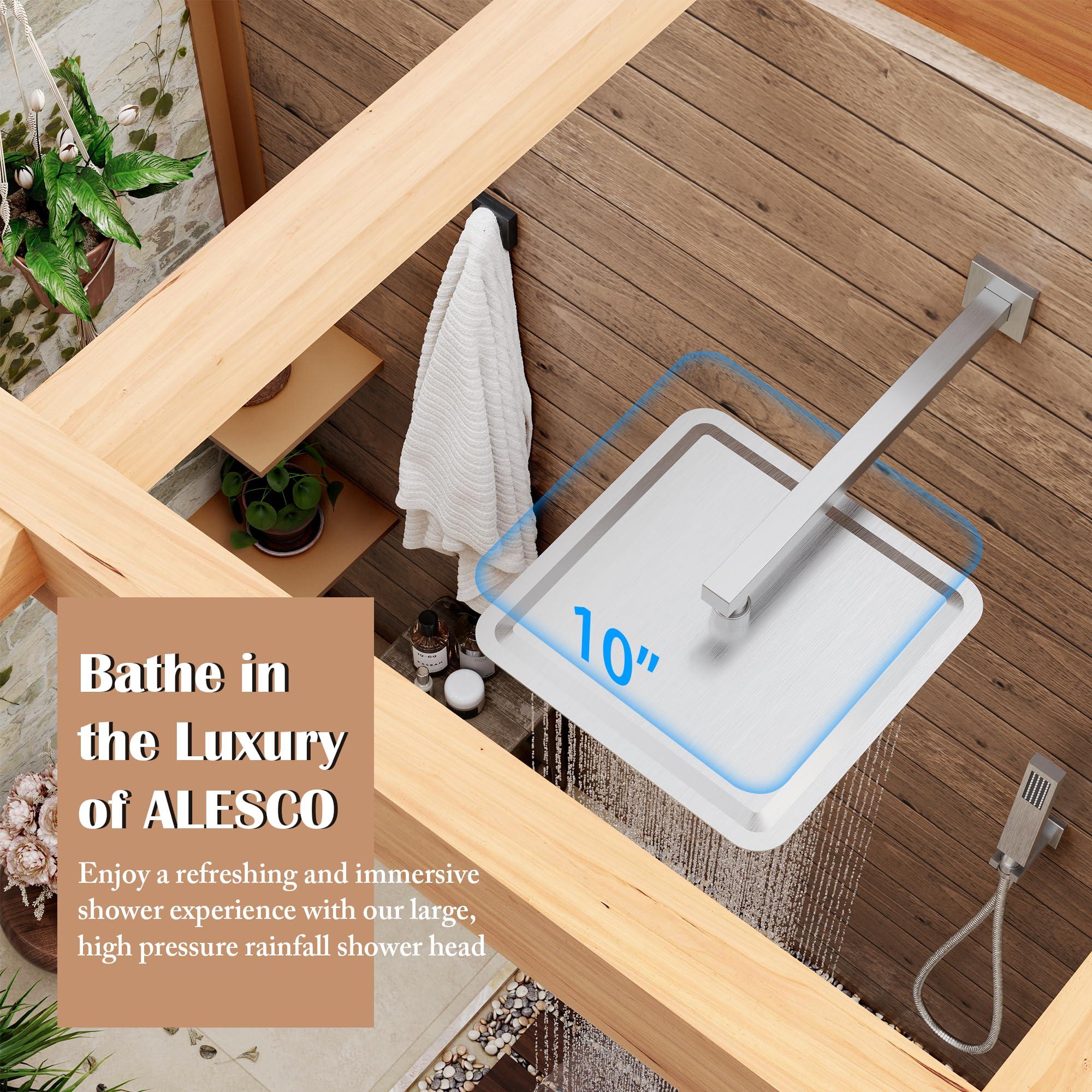 Alesco Shower System, Brushed Nickel Shower Faucet Set with 10-Inch High-Pressure Rainfall Showerheads and Handheld Spray combo, Showerfixture Include Valve and Trim Kit, Brushed Nickel - Image 8