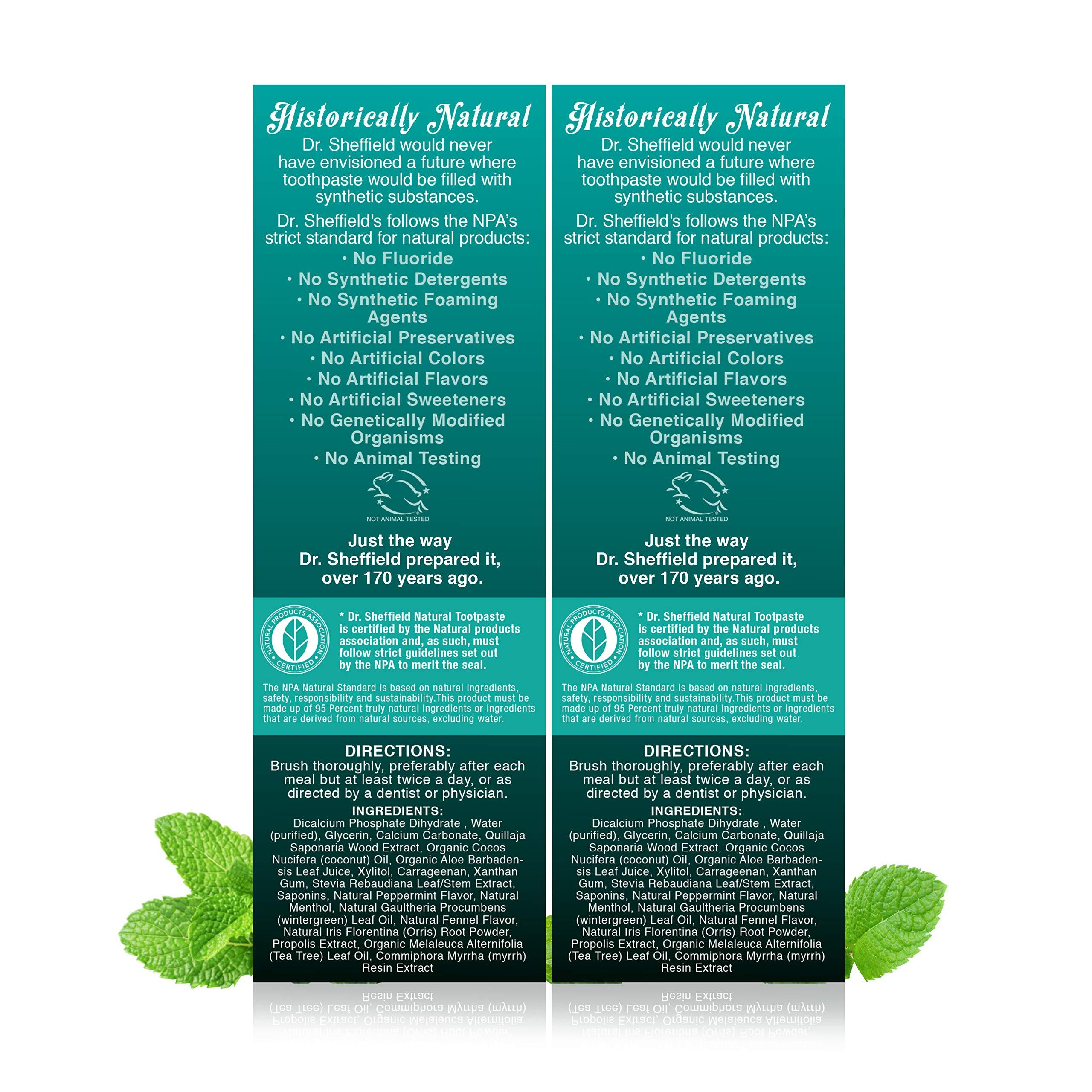 Dr. Sheffield’s Certified Natural Toothpaste (Wintergreen) - Great Tasting, Fluoride Free Toothpaste/Freshen Your Breath, Whiten Your Teeth, Reduce Plaque (2-Pack) - Image 2