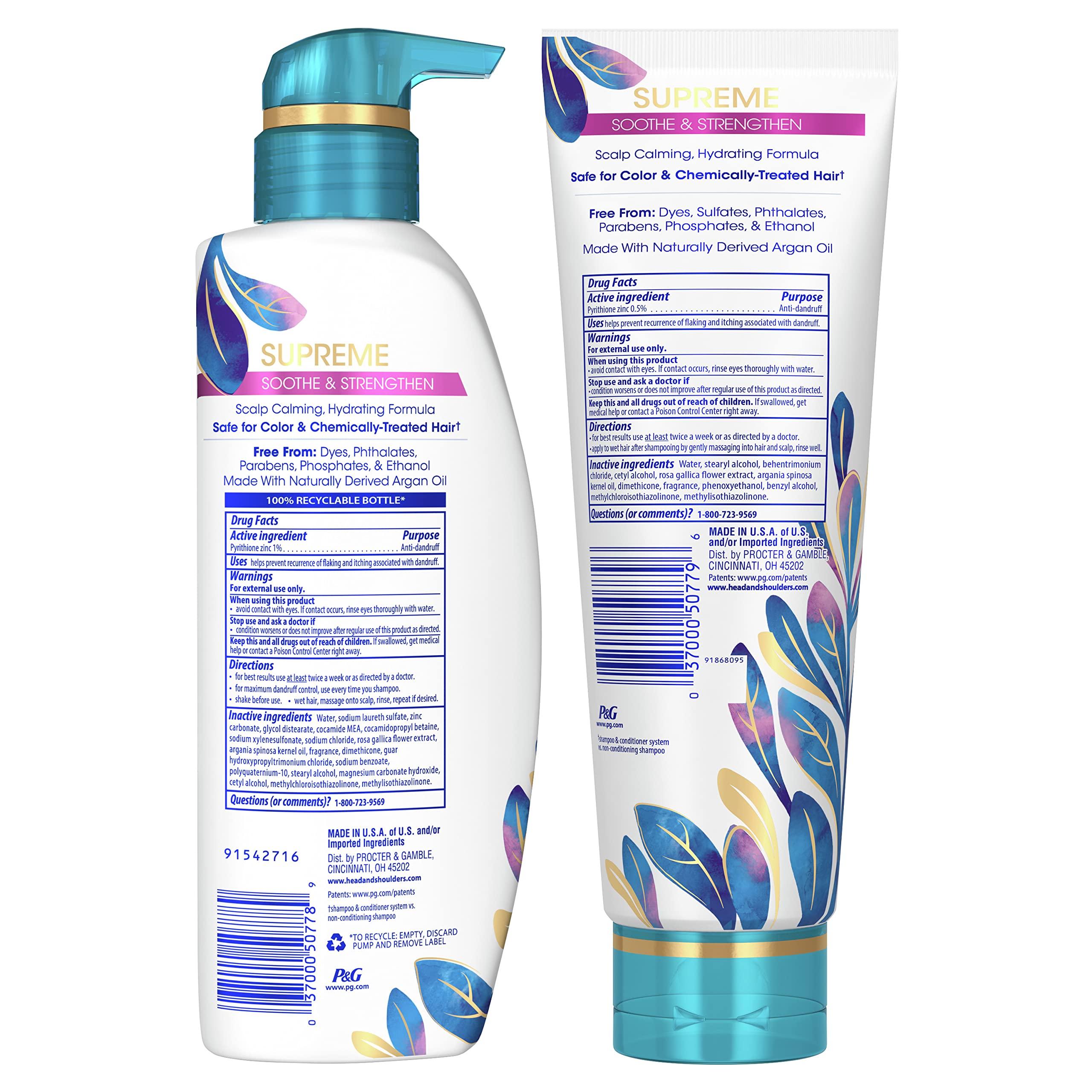 Head & Shoulders Supreme Sulfate Free Shampoo and Conditioner Set for Dry Scalp and Dandruff Treatment, Soothe and Strengthen with Argan Oil and Rose Essence, 21.2 Fl Oz - Image 8