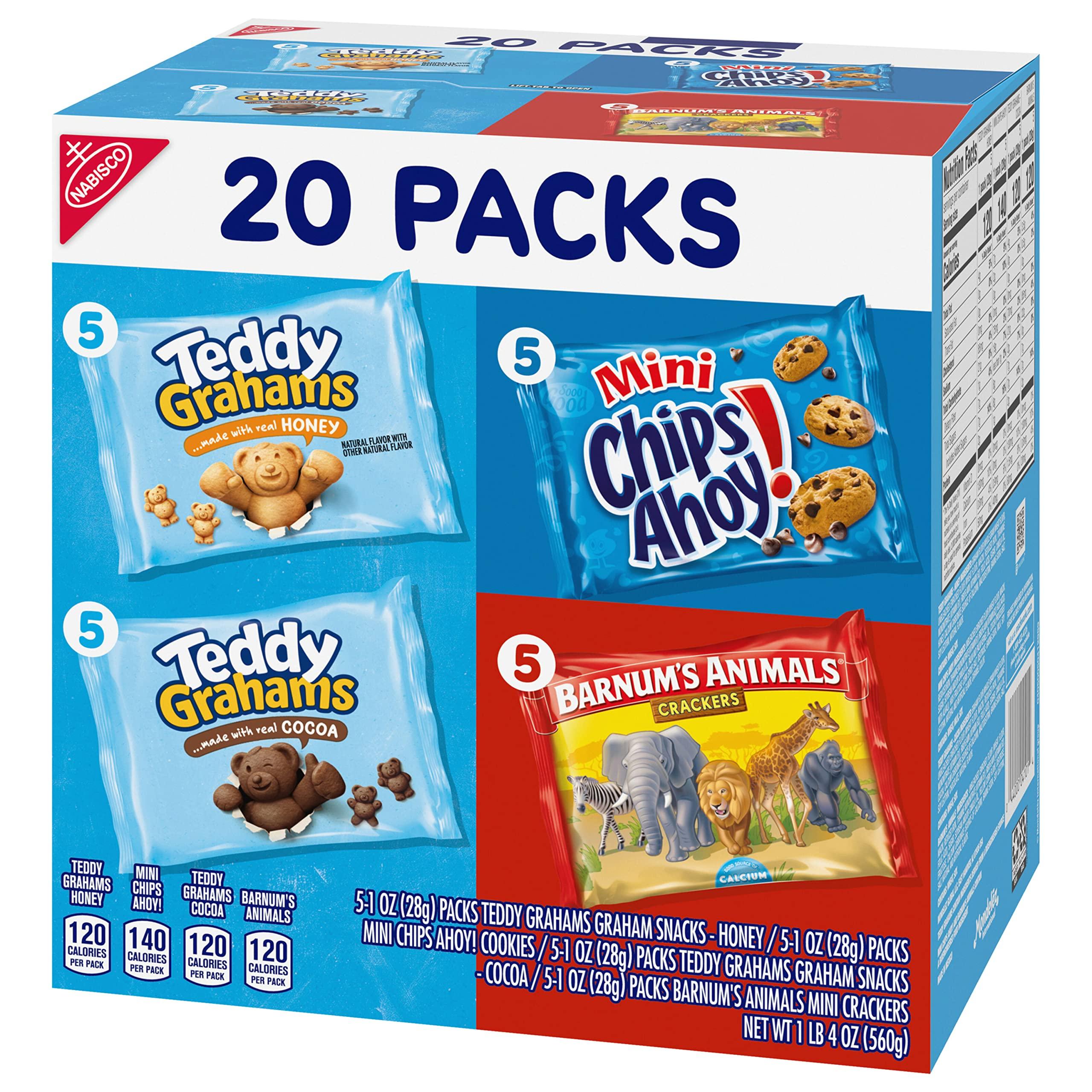 Nabisco Fun Shapes Variety Pack, Barnum's Animal Crackers, Teddy Grahams and CHIPS AHOY! Cookies, 20 Snack Packs - Image 12