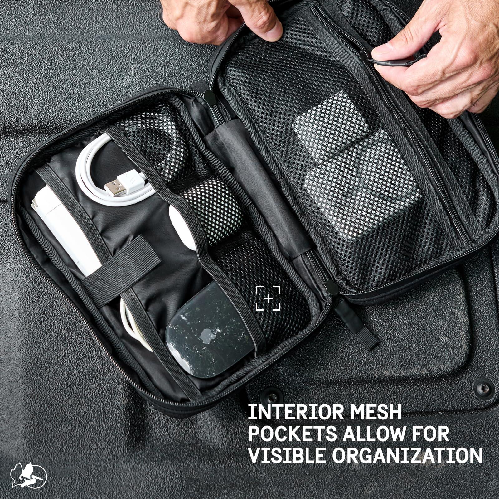 Pelican Electronic Organizer Travel Case - Portable Storage Bag with Multiple Storage Mesh Pockets for Cables, Chargers, Power Bank, AirPods - Cord Organizer and Airplane Travel Essentials Bag - Black - Image 2