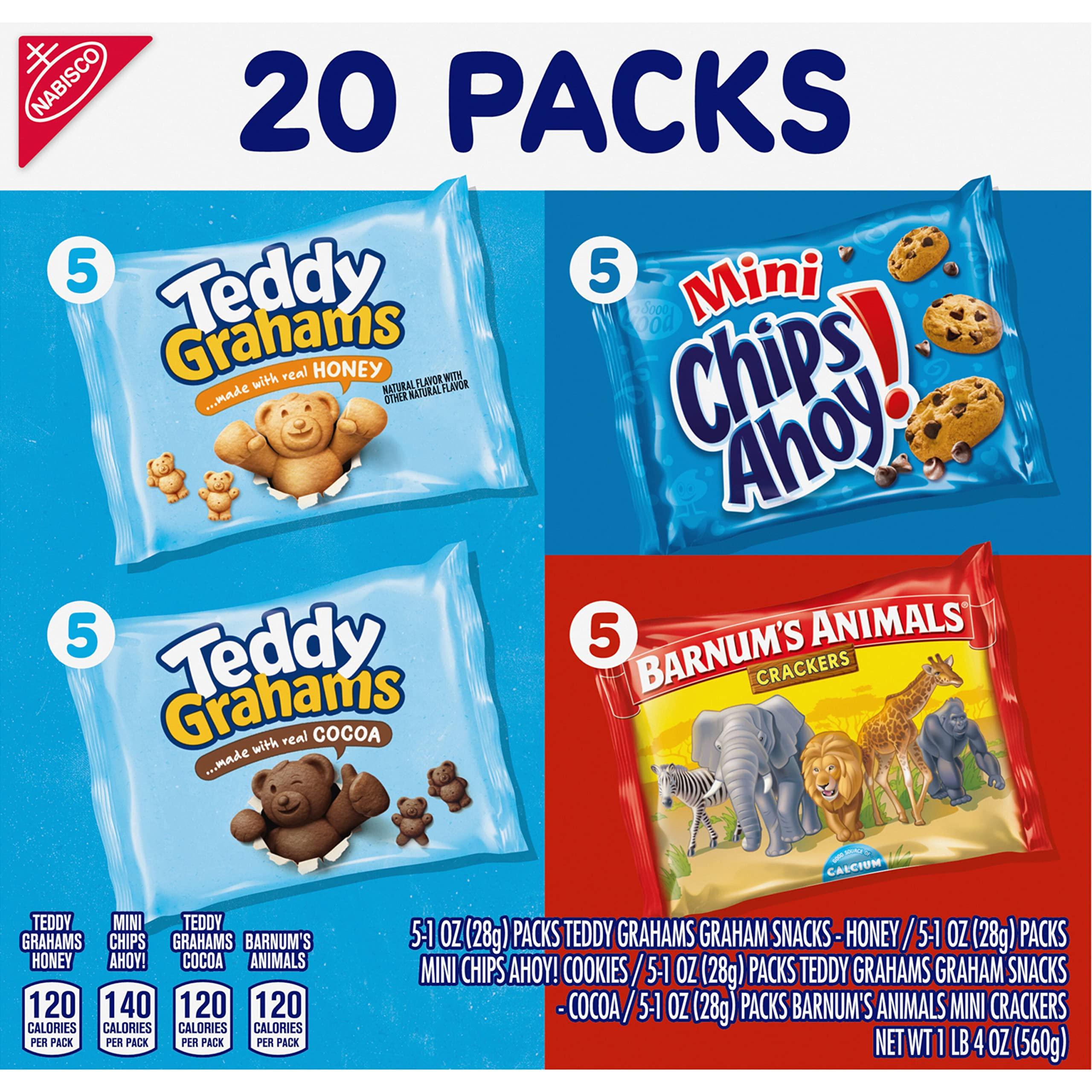 Nabisco Fun Shapes Variety Pack, Barnum's Animal Crackers, Teddy Grahams and CHIPS AHOY! Cookies, 20 Snack Packs - Image 13