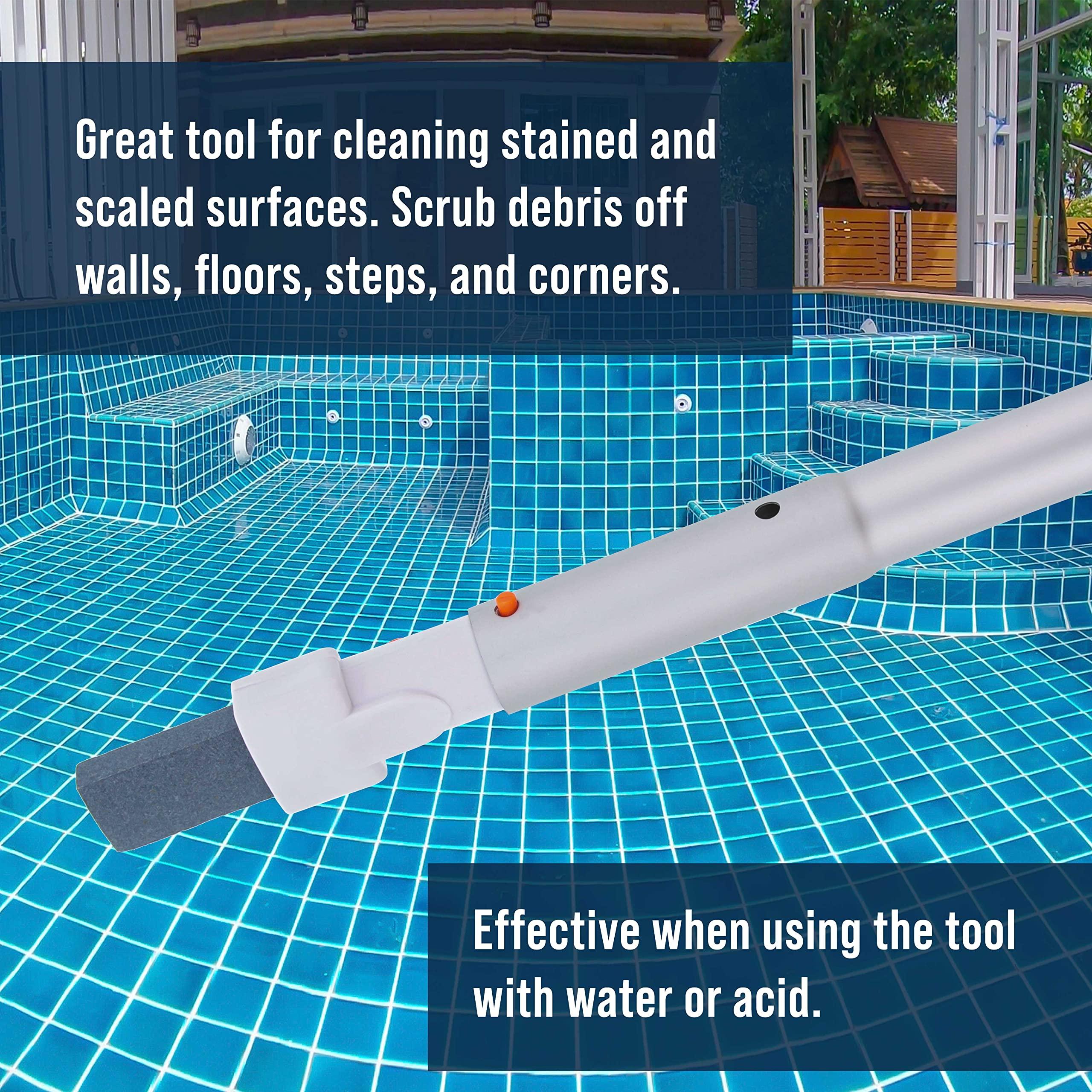 U.S. Pool Supply Pool Cleaning Pumice Stone with Pole Handle, 3 Pack - Clean Remove Rust Stains on Concrete, Calcium Build-Up on Tiles, Scrub Debris Off Walls, Floors, Steps, Corners - Image 5