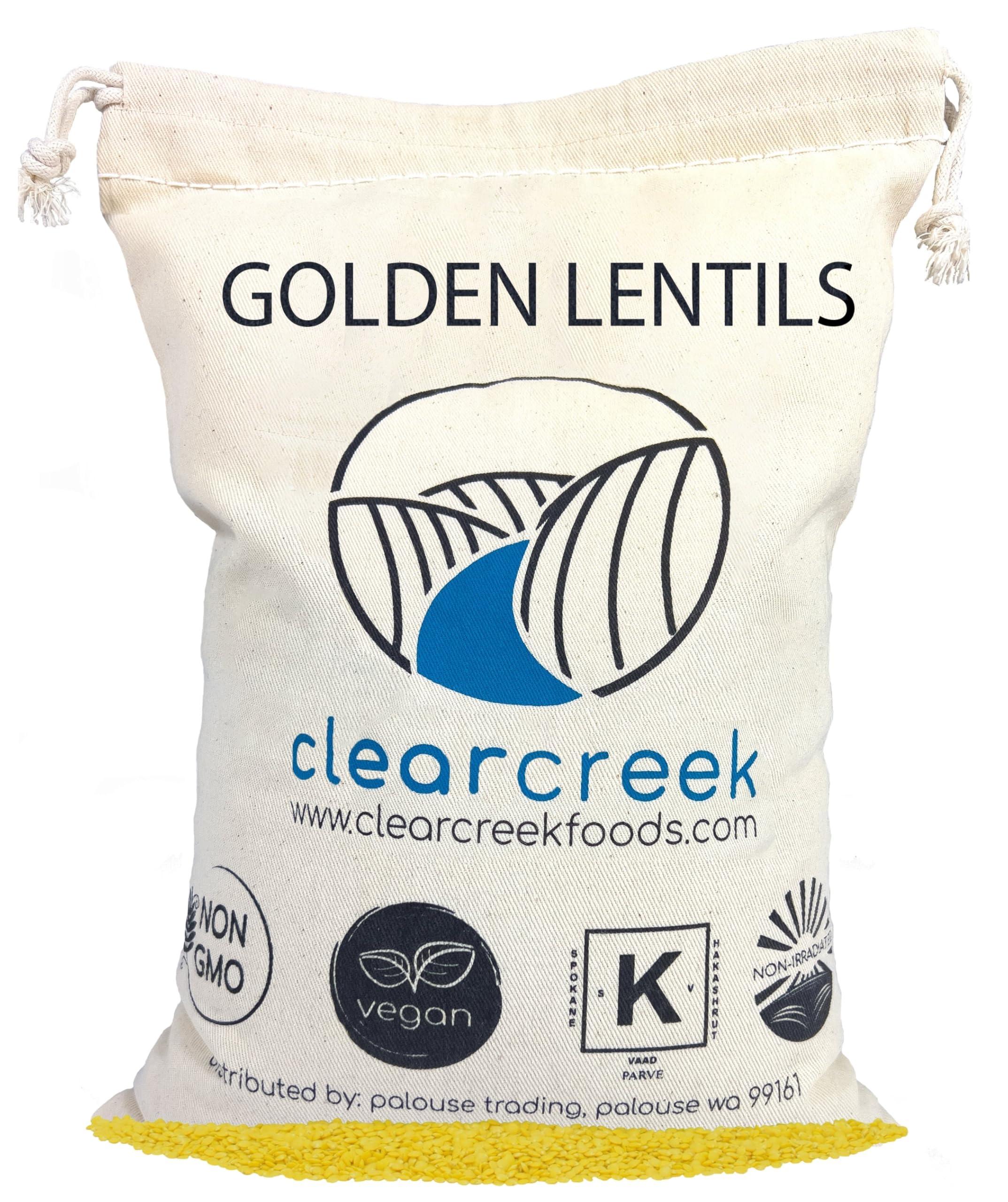 Certified Glyphosate Residue Free Yellow Lentils | Montana Grown | 4 lb Linen Drawstring Bag | Non-GMO | Kosher | Vegan | Non-Irradiated (Will Sprout)