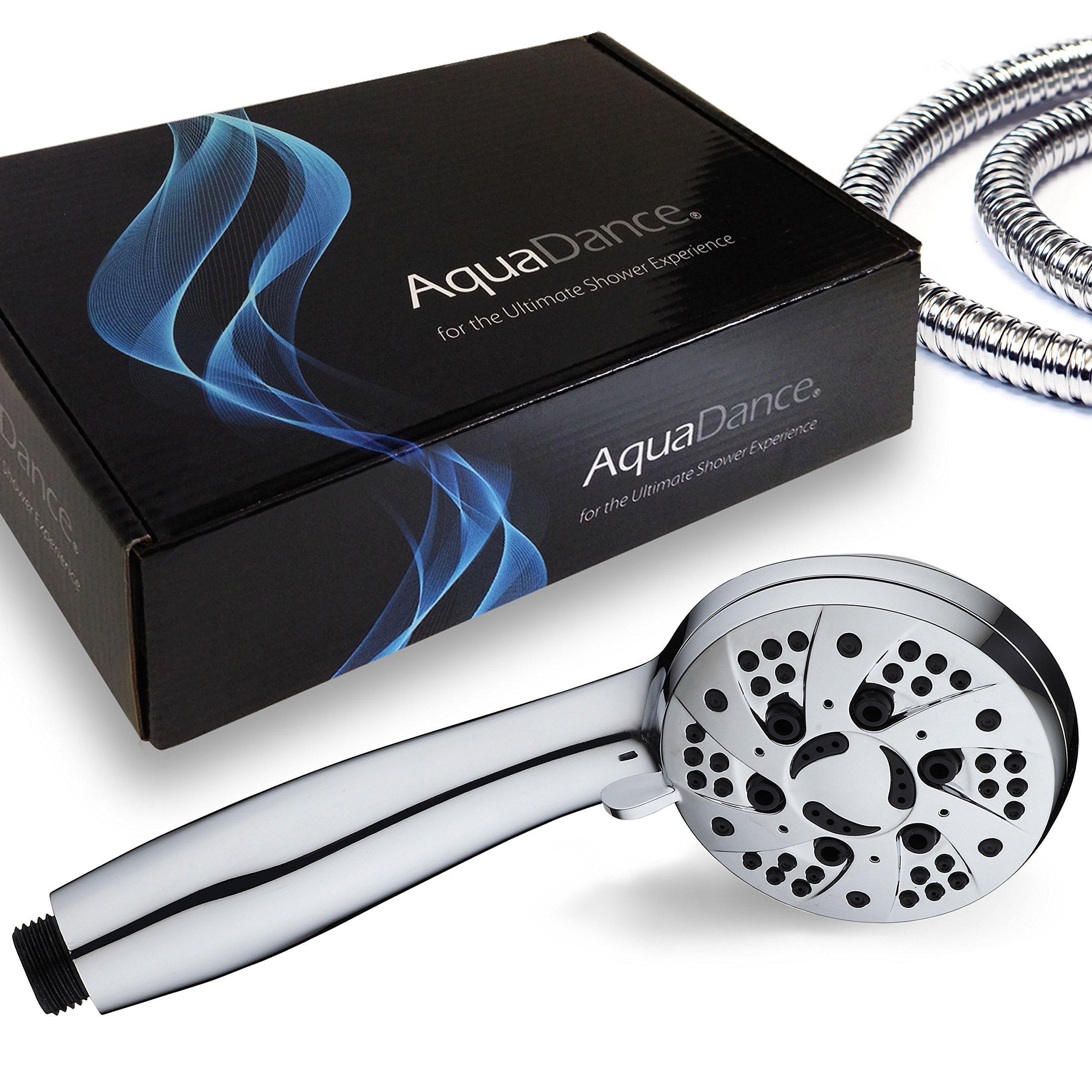 AquaDance High Pressure 6-Setting 3.5" Chrome Face Handheld Shower with Hose for the Ultimate Shower Experience! Officially Independently Tested to Meet Strict US Quality & Performance Standards! - Image 2