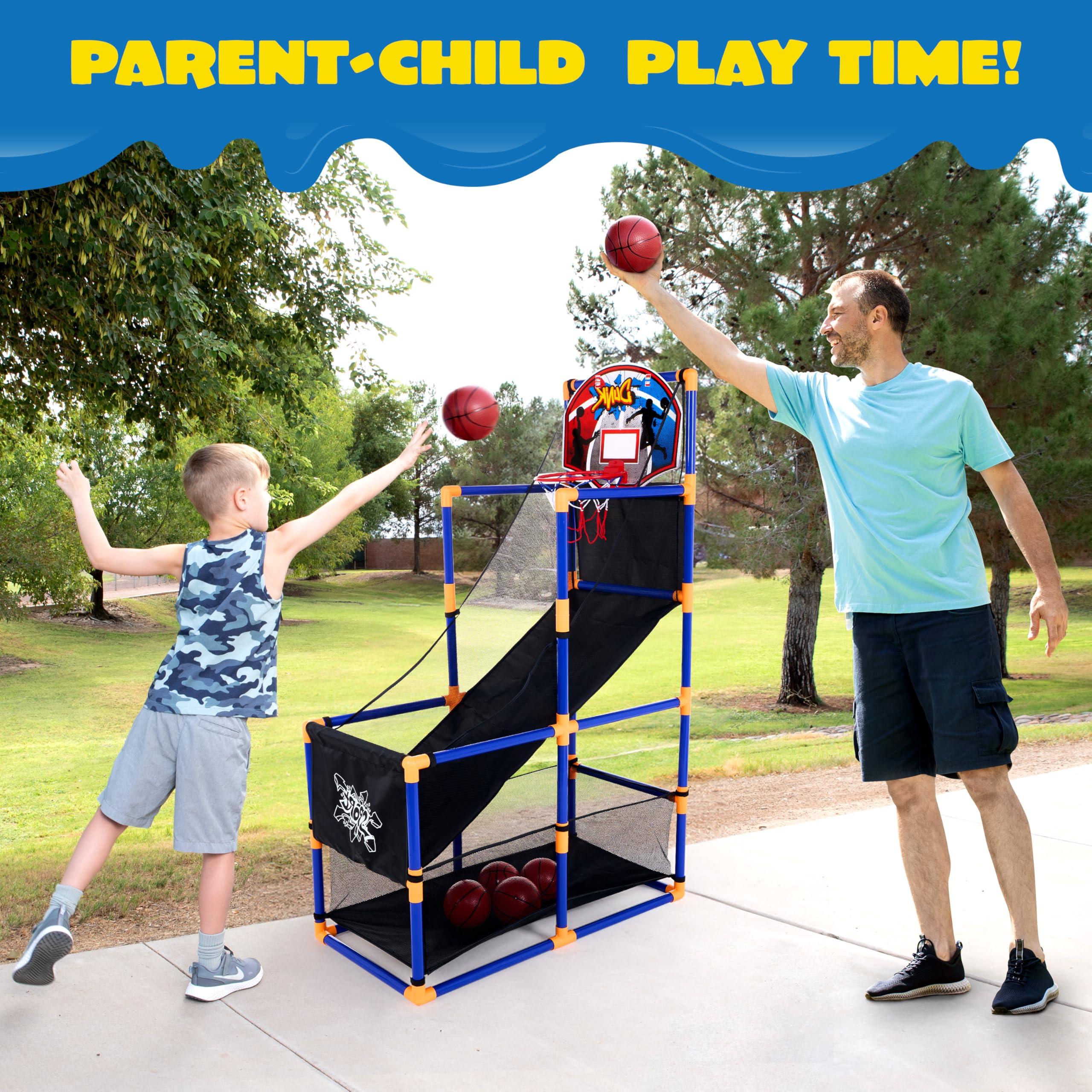 JOYIN Arcade Basketball Game Set with 4 Balls and Hoop for Kids 3 to 12 Years Old Indoor Outdoor Sport Play - Easy Set Up - Air Pump Included - Ideal for Competition - Image 5