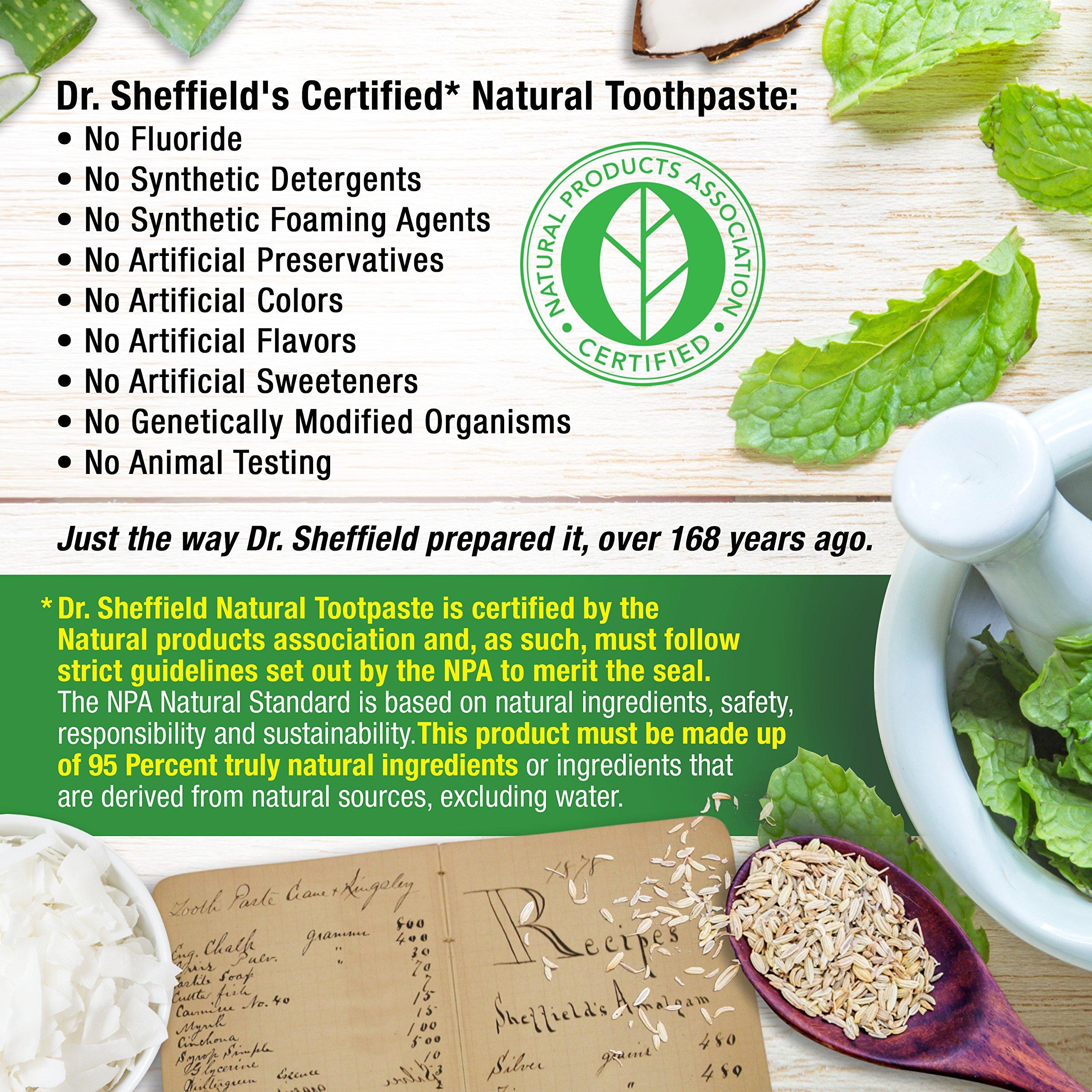Dr. Sheffield’s Certified Natural Toothpaste (Wintergreen) - Great Tasting, Fluoride Free Toothpaste/Freshen Your Breath, Whiten Your Teeth, Reduce Plaque (2-Pack) - Image 4